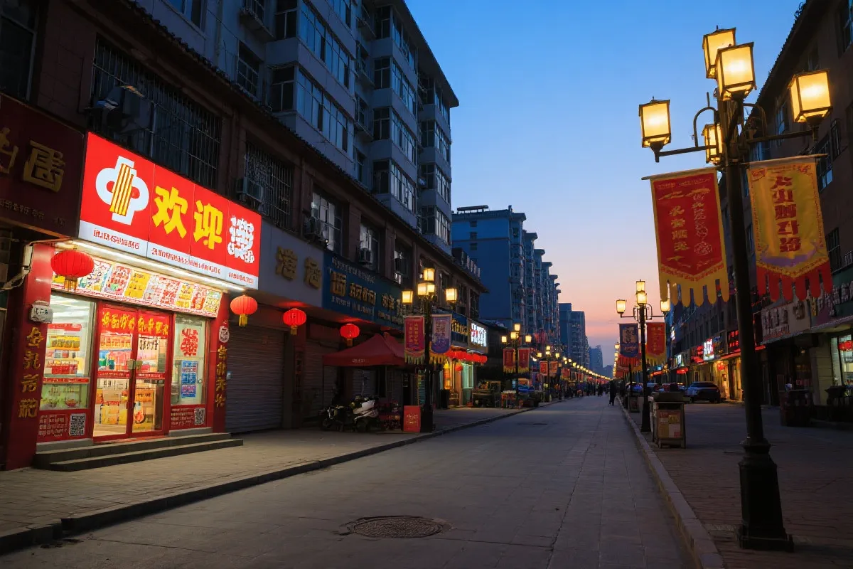 山西街景与体彩门店的氛围图，展示活动期间的温暖场景